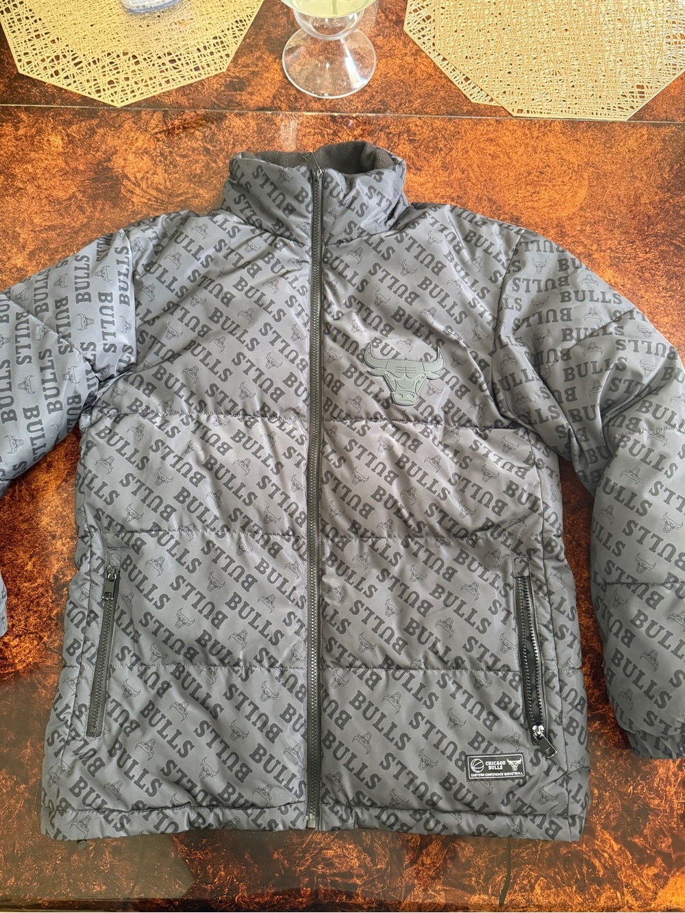 NBA Chicago Bulls Gray Puffer Jacket